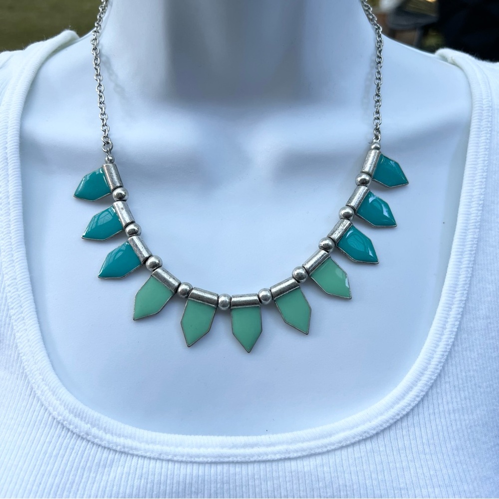 Silver and Turquoise Green Necklace